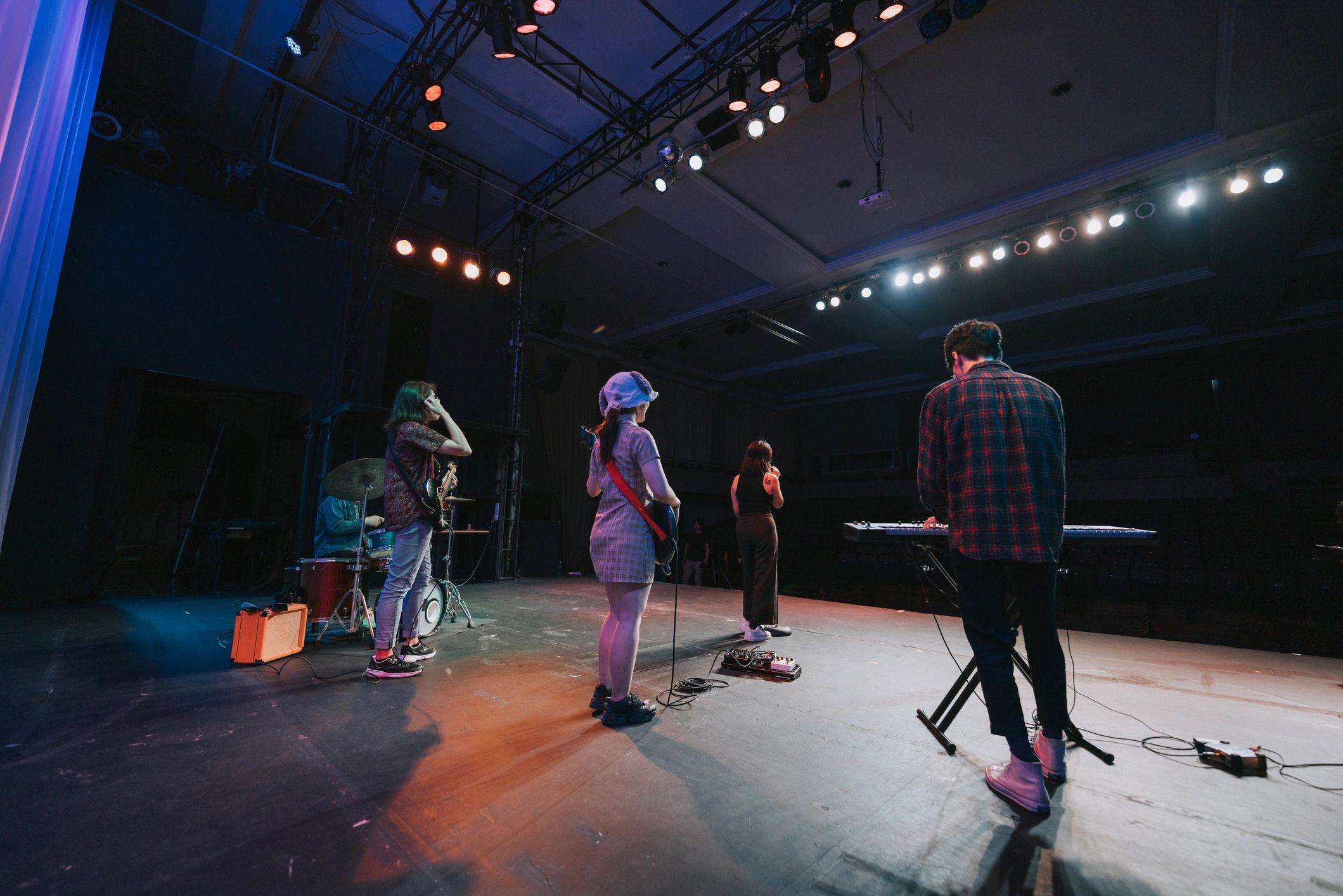 Lead singer performing live on stage